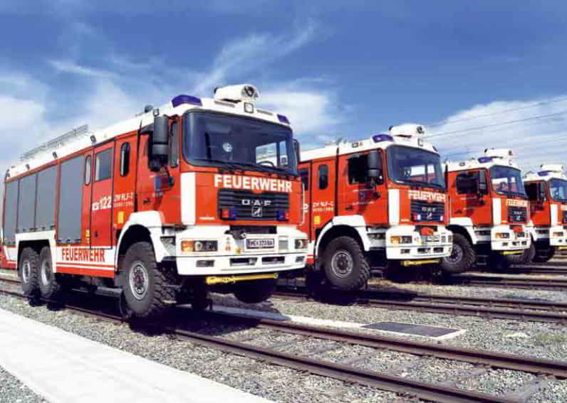 Fire trucks on rail